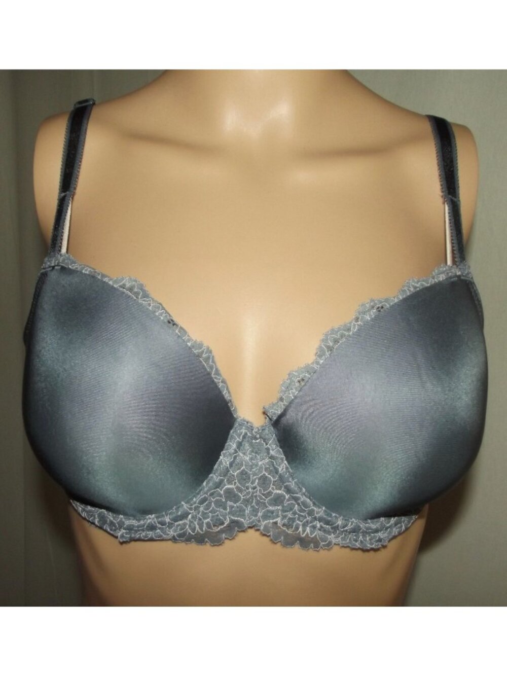 Victoria's Secret Bra 36C Dream Angels Lined Demi blue lace floral Convertible